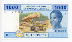 Central African States Cameroon 1000 Francs 2002 U
P# 207U; # U 416208002; UNC