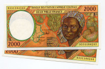 Central African States Gabon 2 x 2000 Francs 1993
P# 403La; UNC