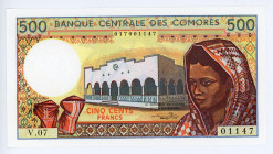 Comoros 500 Francs 1986
P# 10a; # V.07 01147; UNC