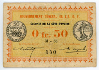Dahomey 0.50 Francs 1917 (ND)
P# 1b; # M-55 550; F+