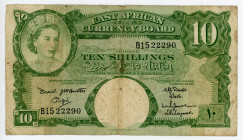 East Africa 10 Shillings 1961
P# 42a; # B15 22290; F