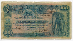 Ethiopia 100 Thalers 1932
P# 10; # D/1 02972; VF-