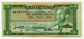 Ethiopia 1 Dollar 1966 (ND)
P# 25a; # NQ 387732; AUNC