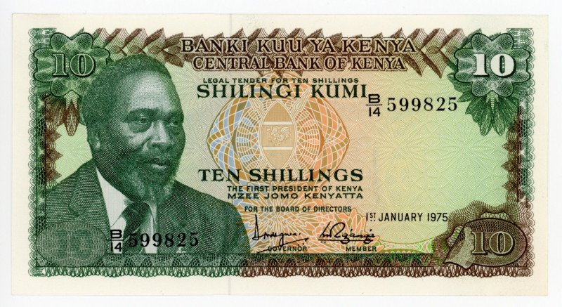 Kenya 10 Shillings 1975
P# 12; N# 241257; # B14-599825; UNC