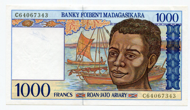 Madagascar 1000 Francs 1994 (ND)
P# 76b; # C64067343; UNC