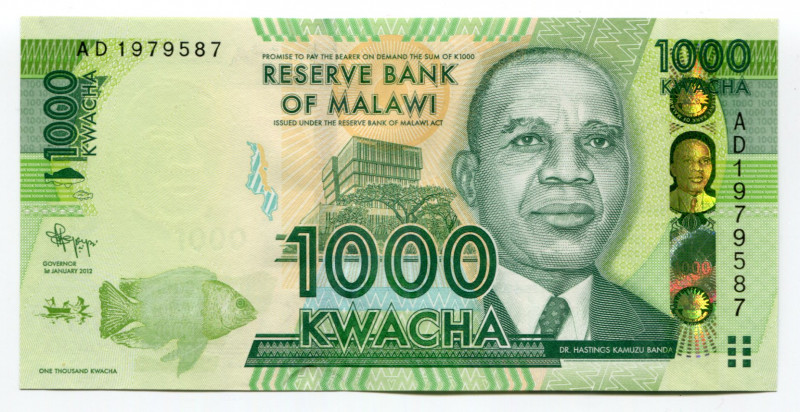 Malawi 1000 Kwacha 2012
P# 62a; # AD 1979587; UNC