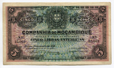 Mozambique 5 Libras 1934 Cancelled
P# R32; # 25062; XF-AUNC