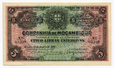 Mozambique 5 Libras 1934 Cancelled
P# R32; # 63328; UNC