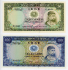 Portuguese Guinea 50 & 100 Escudos 1971
P# 44a; 45a; "Nuno Tristão"; Set 2 Pcs; UNC
