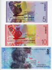 Saint Thomas & Prince 5 - 10 - 200 Dobras 2016 - 2021
P# 70; 71; Same Numbers ***811; Polymer; Set 3 Pcs; UNC