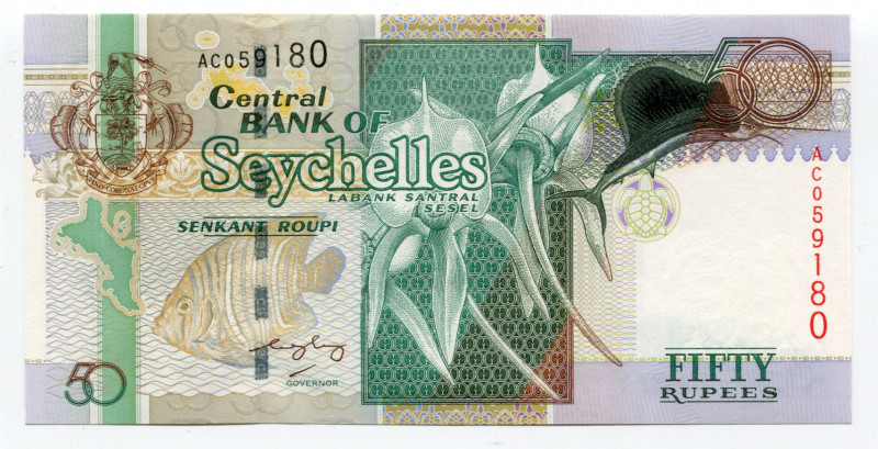 Seychelles 50 Rupees 1998 (ND)
P# 38; # AC059180; UNC