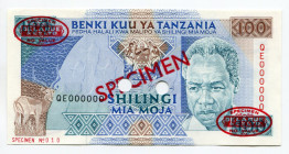 Tanzania 100 Shilingi 1993 (ND) Specimen
P# 24s; # 010; 70th birthday of Julius Nyerere; UNC