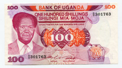 Uganda 100 Shillings 1985 (ND)
P# 21; # D/8 301763; UNC