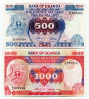 Uganda 500-1000 Shillings 1986
P# 25; 26; UNC