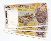 West African States Senegal 3 x 1000 Francs 1991
P# 711Ka; # 9158267282; UNC