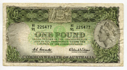 Australia 1 Pound 1961 - 1965 (ND)
P# 34a; H.C. Coombs, R. Wilson; # HI91225477; F