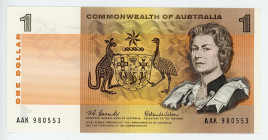 Australia 1 Dollar 1966
P# 37a; # AAK 980553; Sign. Coombs & Wilson; UNC