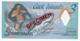 Cook Islands 3 Dollars 2021 (ND) Specimen
TBB# 111; # 0813; Elizabeth II; UNC