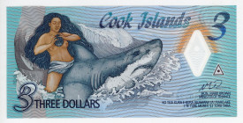 Cook Islands 3 Dollars 2021
# AA 022441; Polymer; "Ina & Shark"; UNC