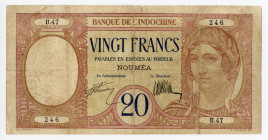 New Caledonia 20 Francs 1929 (ND)
P# 37a; N# 220443; # U.47 246; VF