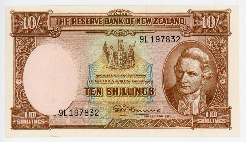 New Zealand 10 Shillings 1960 - 1967
P# 158d; # 9L 197832; Sign. R.N.Fleming; "...