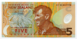 New Zealand 5 Dollars 1999
P# 185a; Polymer; # CF 99801775; Elizabeth II; UNC