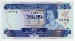 Solomon Islands 5 Dollars 1977 (ND)
P# 6a; #A/1 060754; UNC