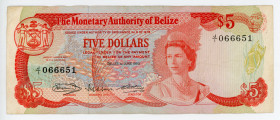 Belize 5 Dollars 1980
P# 39a; #J/1 066651; VF
