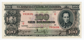 Bolivia 100 Bolivianos 1945
P# 142; # U792638; AUNC