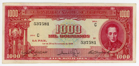Bolivia 1000 Bolivianos 1945
P# 144; # C537581