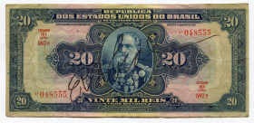 Brazil 20 Mil Reis 1942 (ND)
P# 48d; # 587A 048555; XF-