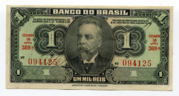 Brazil 1 Mil Reis 1944 (ND)
P# 131A; # 369A 094125; Emergency Issue; AUNC