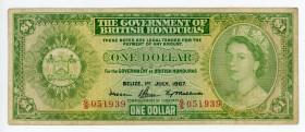 British Honduras 1 Dollar 1967
P# 28b; # G/5 051939; F