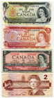 Canada Lot of 4 Banknotes 1954 - 1986
1 Dollar 1973 & 2 Dollars 1954-1986; F/AUNC