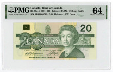 Canada 20 Dollars 1991 PMG64 Fancy Number
P# 97a; # AIA 0000788; Sign. Thiessen & Crow; UNC