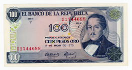 Colombia 100 Pesos Oro 1970
P# 410c; # Y 51744688;
