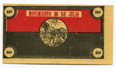 Cuba Guerillas 10 Dollars 1953 (ND)
# 03898; Movimiento 26 de Julio; AUNC
