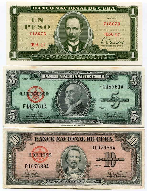 Cuba Set of 6 Notes 1958 -1979
1 - 5 - 10 - 20 - 50 - 100 Pesos; XF-UNC