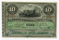 Cuba 10 Pesos 1896
P# 49a; Handwritten or hand stamped partially printed date, without overprint; XF