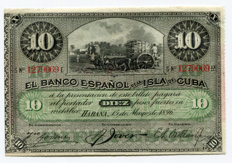 Cuba 10 Pesos 1896
P# 49d; # 1279069; UNC