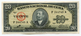 Cuba 20 Pesos 1960
P# 80c; # P 244743 A; UNC