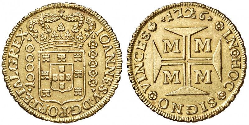 Joao V. 1706 - 1750
Brasilien. 10000 Reis, 1726. M-Minas Gerais
26,63g
Friedb. 3...