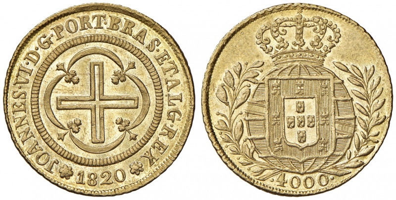 João VI. 1799-1826
Brasilien. 4000 Reis, 1820. R-Rio de Janeiro
8,00g
KM 327.1
v...