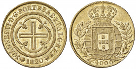 João VI. 1799-1826
Brasilien. 4000 Reis, 1820. R-Rio de Janeiro
8,00g
KM 327.1
vz (MS62)