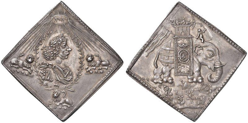 Christian V. 1670 - 1699
Dänemark. Klippenförmige Silbermedaille, o. Jahr (1670)...