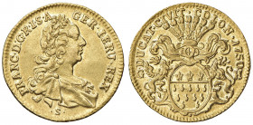 Franz Stephan von Lothringen 1745 - 1765
Deutschland, Köln - Stadt. 1 Dukat, 1750. mit Titel Franz I.
3,45g
Noss 635c, Friedberg 777
vz