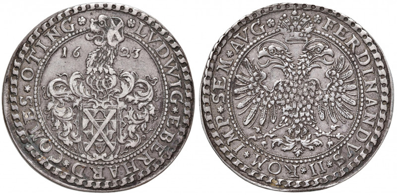 Ludwig Eberhard 1622 - 1634
Deutschland, Öttingen. Taler, 1623. Behelmter Wappen...