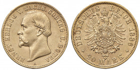Ernst II. 1844 - 1893
Deutschland, Sachsen-Coburg-Gotha. 20 Mark, 1886. A, Berlin
7,95g
Jaeger 271
vz/stgl