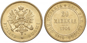Nikolaus II. 1894 - 1917
Finnland. 20 Markkaa, 1904. Helsinki
6,47g
Friedberg 3
f.stgl