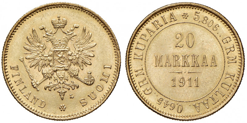 Nikolaus II. 1894 - 1917
Finnland. 20 Markkaa, 1911. Helsinki
6,46g
Friedberg 3
...